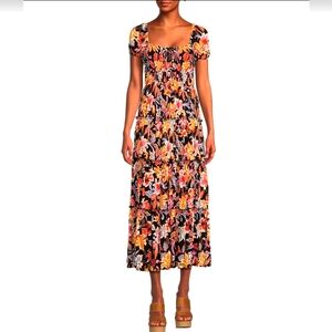 C & V Floral Tiered Maxi Dress